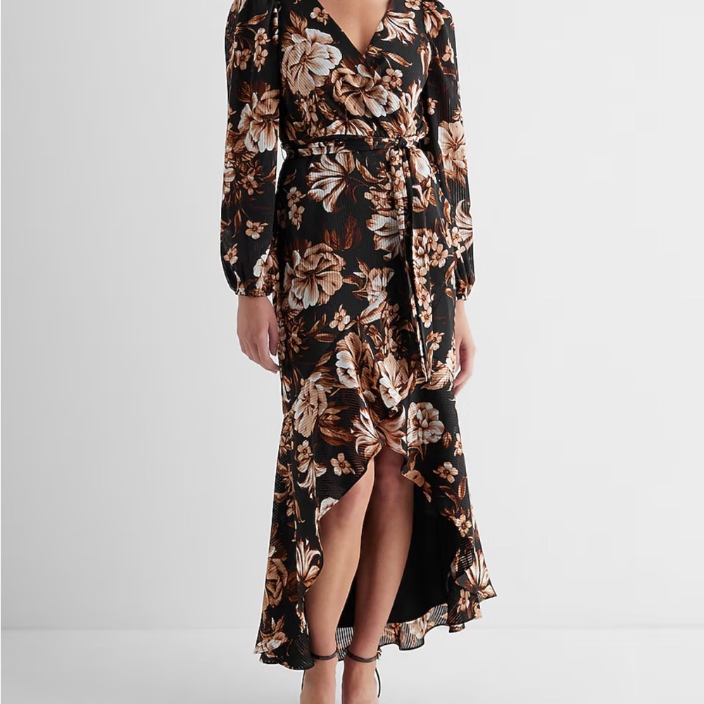 Floral Express Ruffle High to Low Maxi Dress